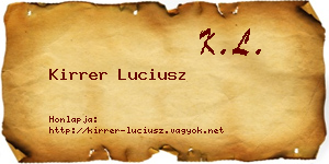Kirrer Luciusz névjegykártya